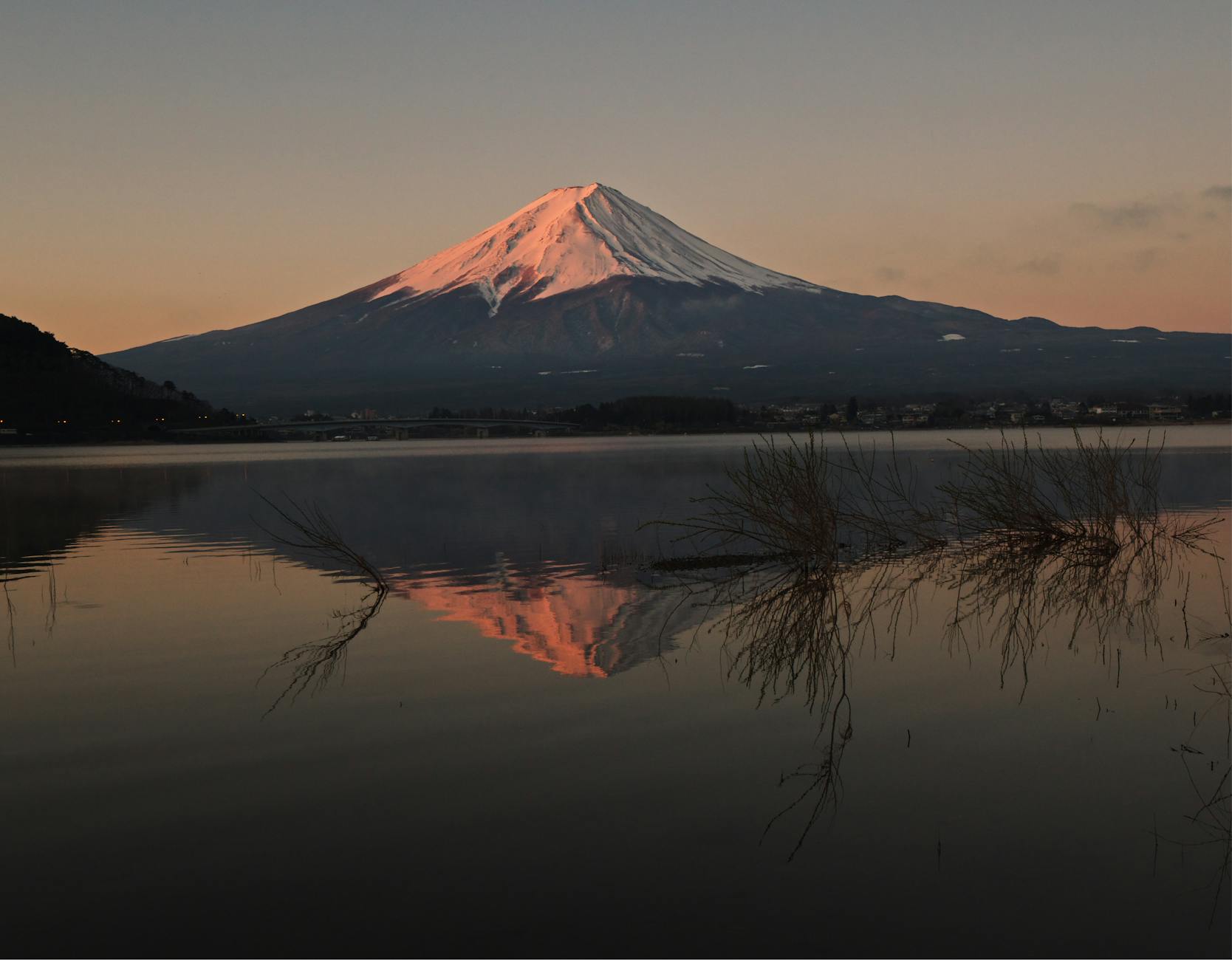 Mount Fuji reflected in Lake Kawaguchiko