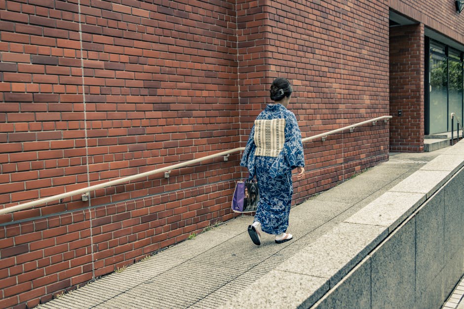 Woman wearing traditional kimono on a Tokyo street