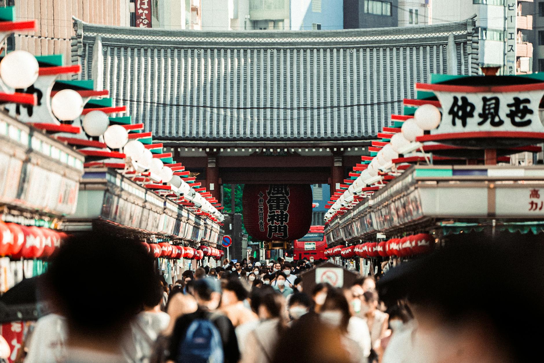 Nakamise-dori shopping street in Asakusa Tokyo leading to Senso-ji temple
