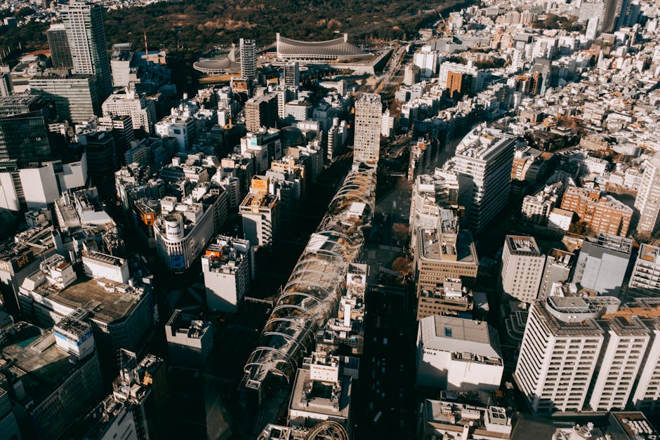 Rooftop bar in Tokyo with panoramic city skyline view