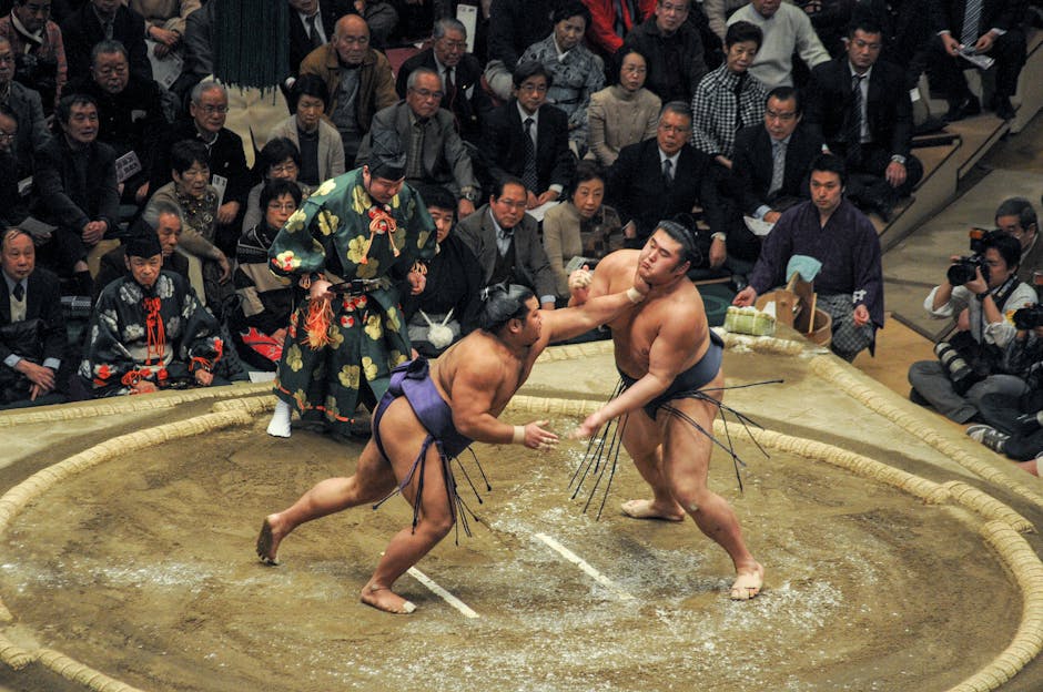 Sumo wrestling tournament at Ryogoku Kokugikan in Tokyo