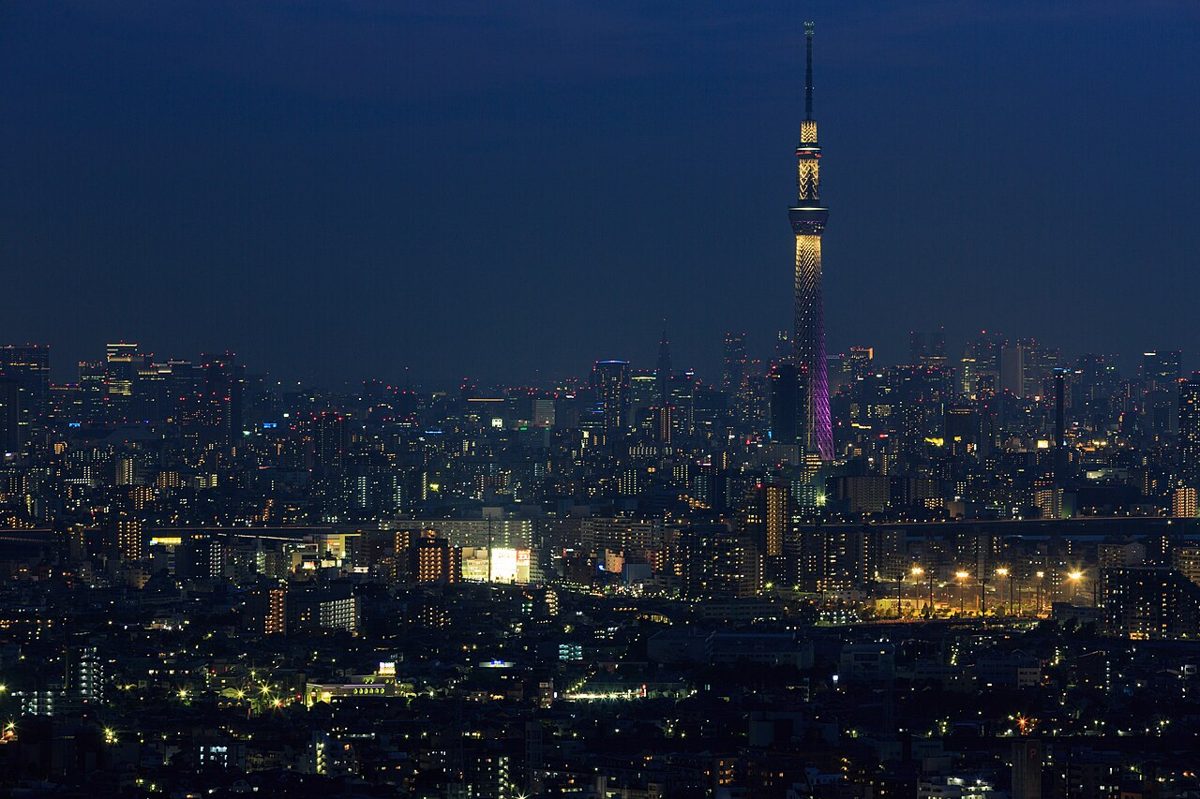 Tokyo Skytree tower rising above the city skyline