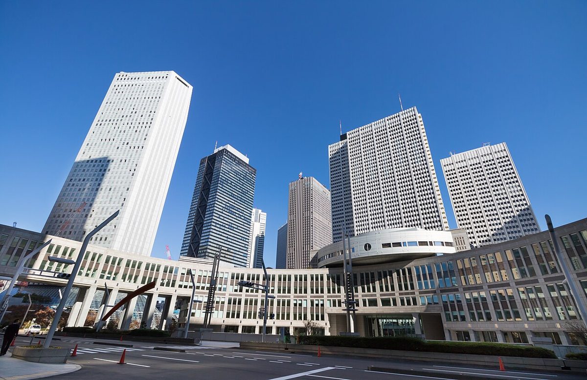 The skyscraper district of West Shinjuku where several large family hotels sit