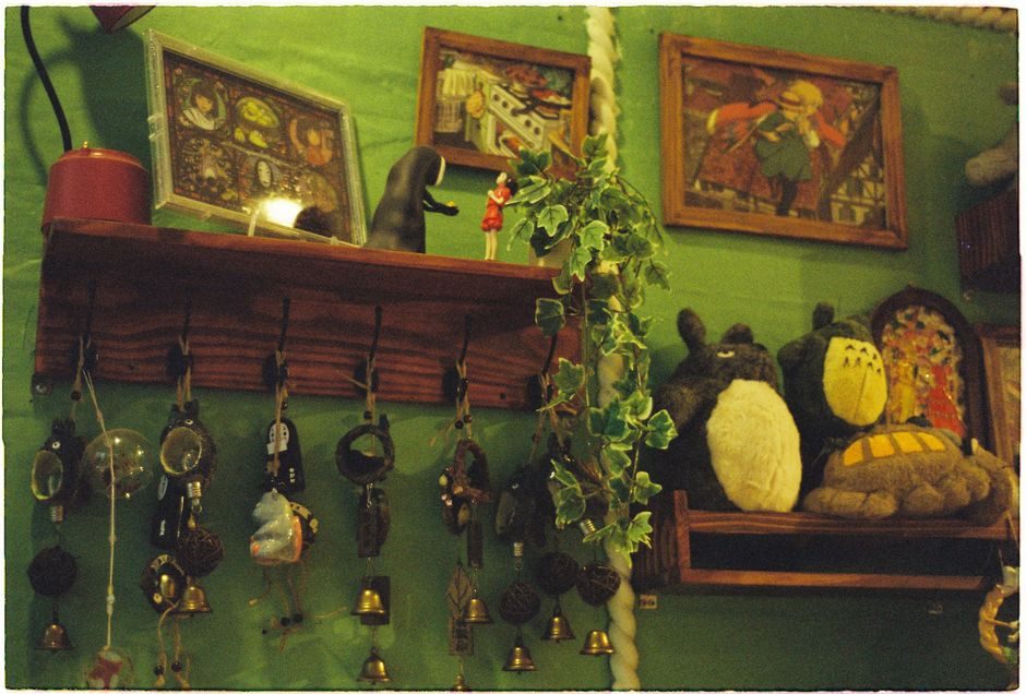 A large Totoro plush toy on a shop shelf