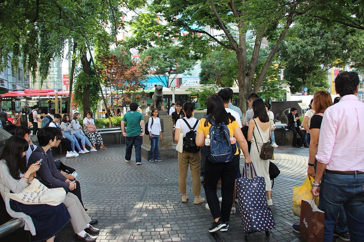 The Hachiko statue outside Shibuya Station