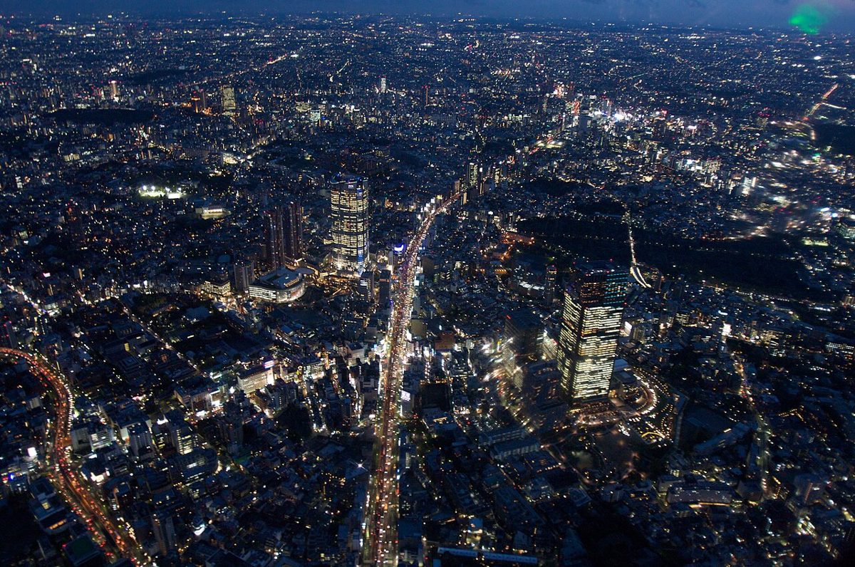 Roppongi streets lit up with bars and signs at night