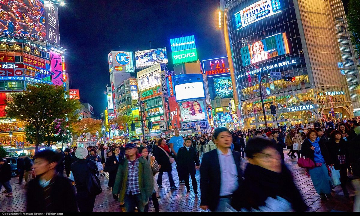 Shibuya at night near Dogenzaka, home of the Lost in Translation karaoke branch