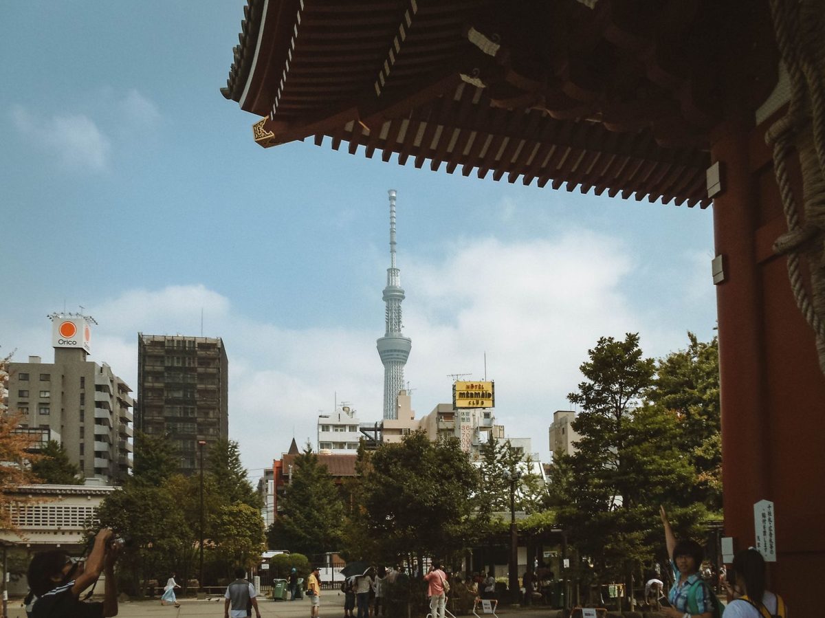 Tokyo Skytree seen across the Sumida River from Asakusa