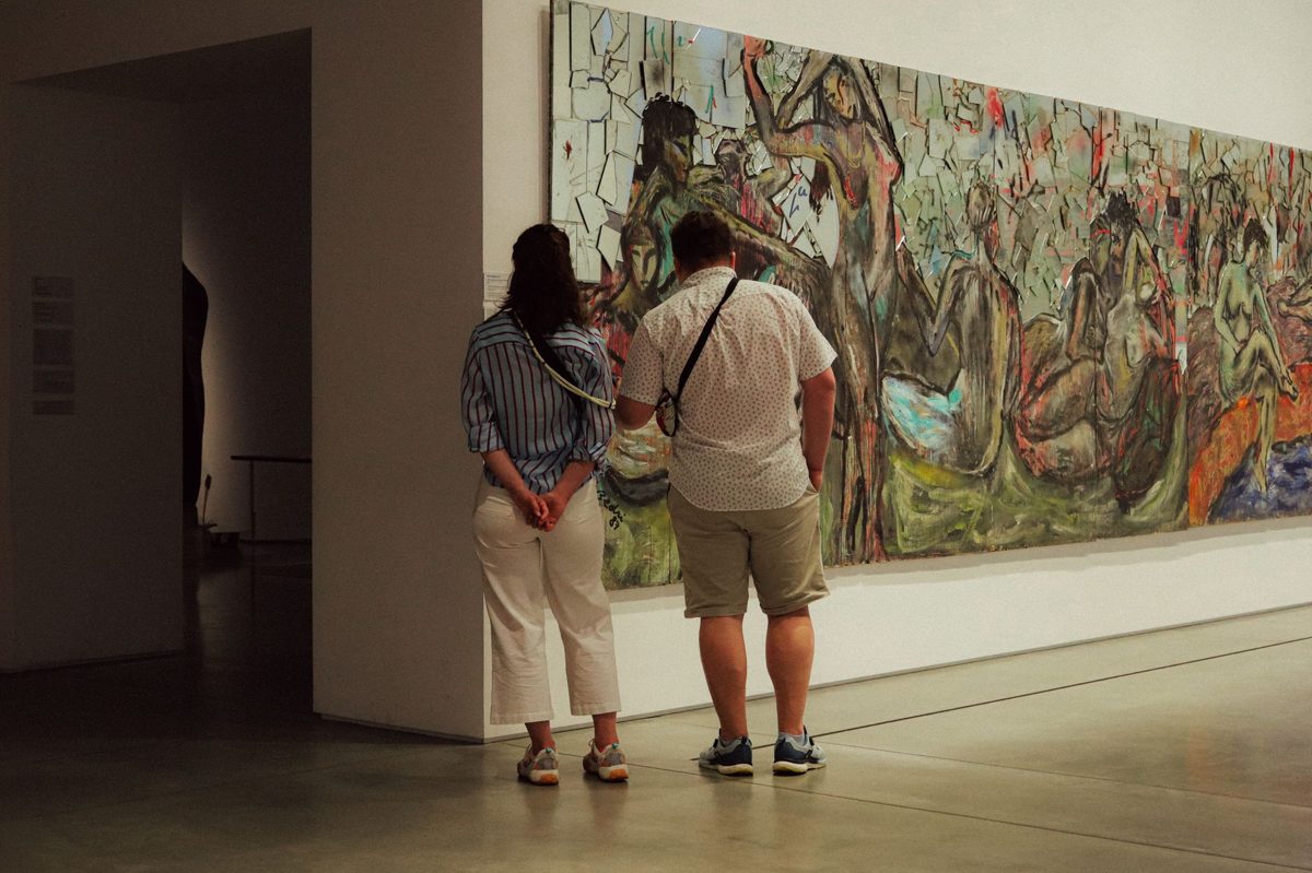 A contemporary art installation in a gallery