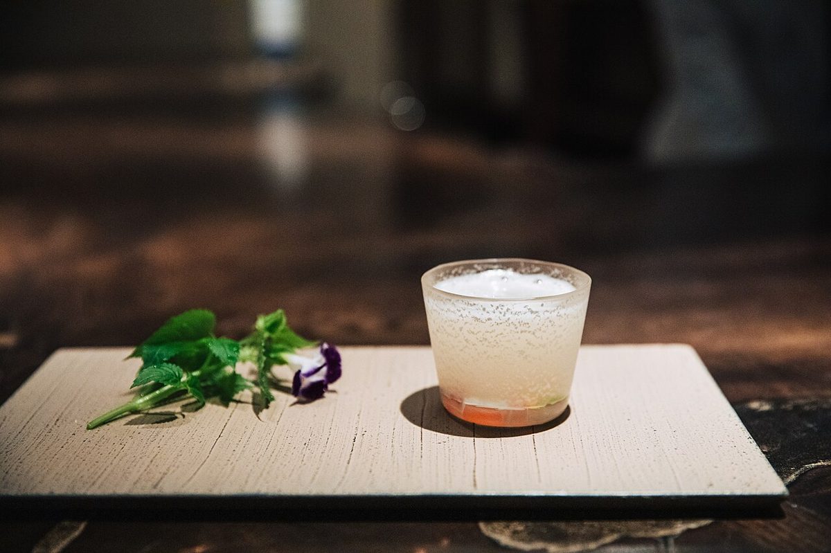 A carefully made cocktail at a high-floor Tokyo bar