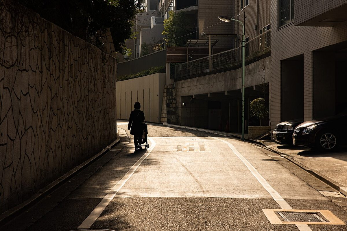 A baby stroller on a Tokyo street