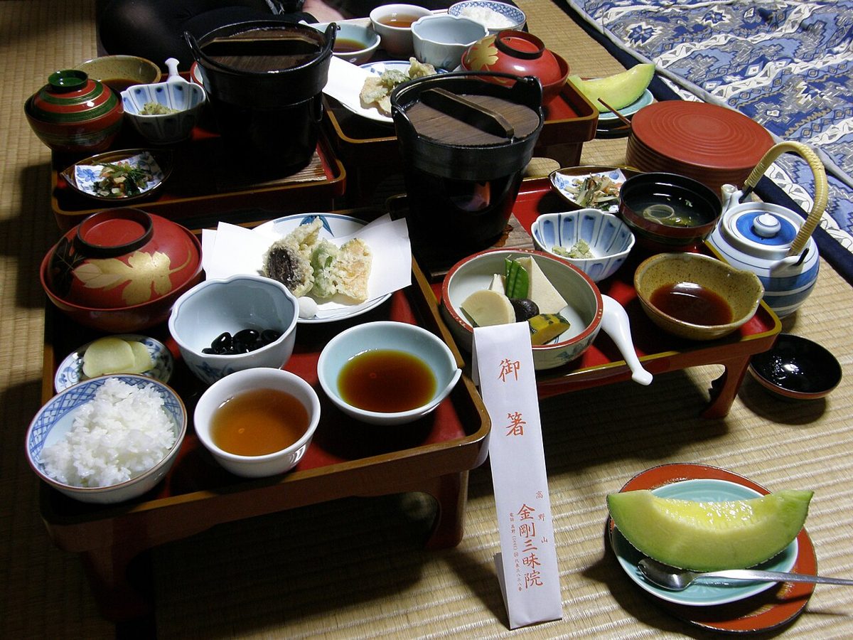 An assortment of Japanese vegetable dishes and pickles