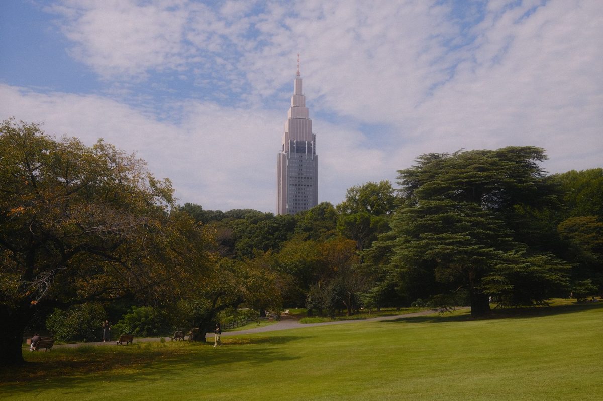 People relaxing on the lawns of Yoyogi Park
